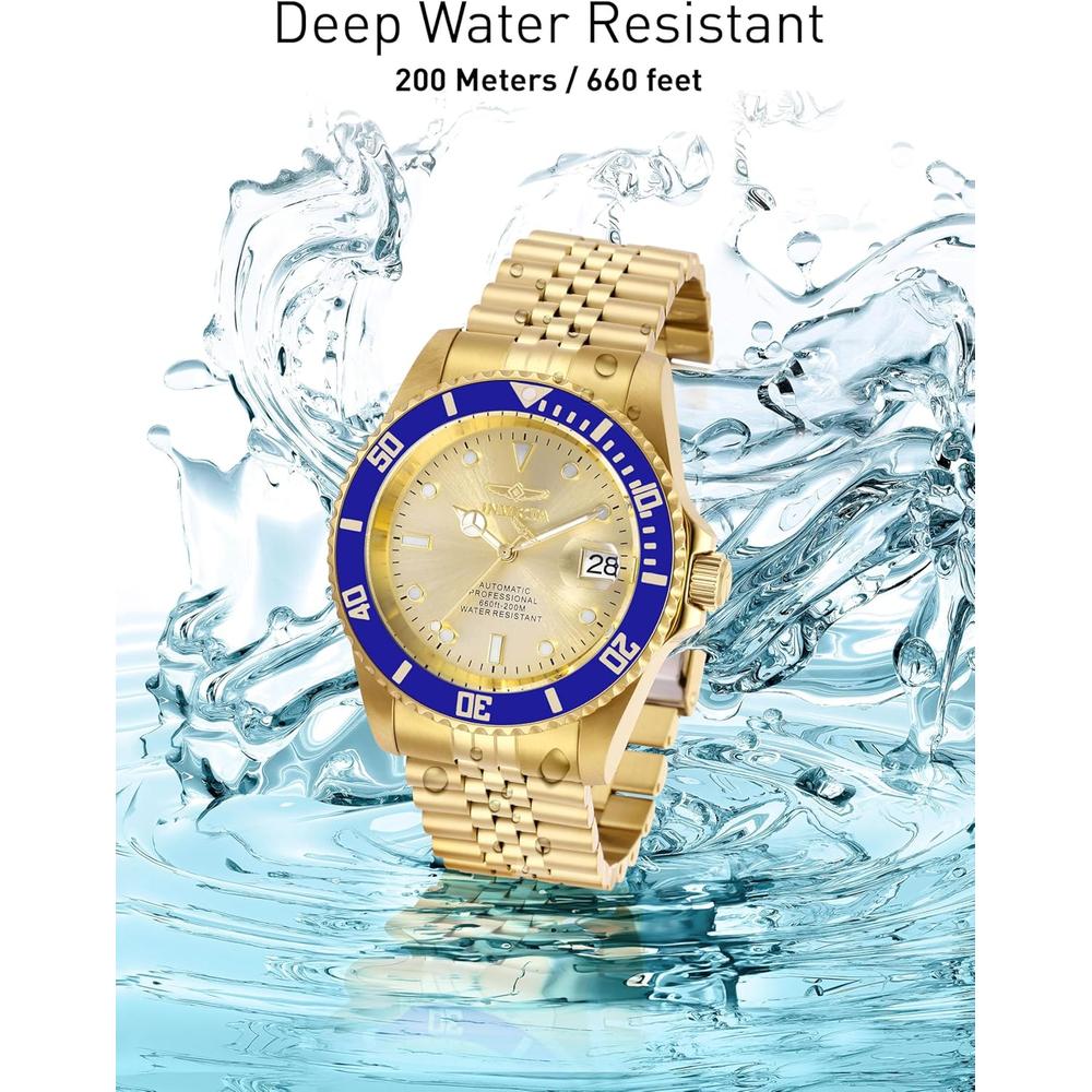 Reloj Invicta Pro Diver para hombre estilo buzo cristal mineral | Oro y Azul