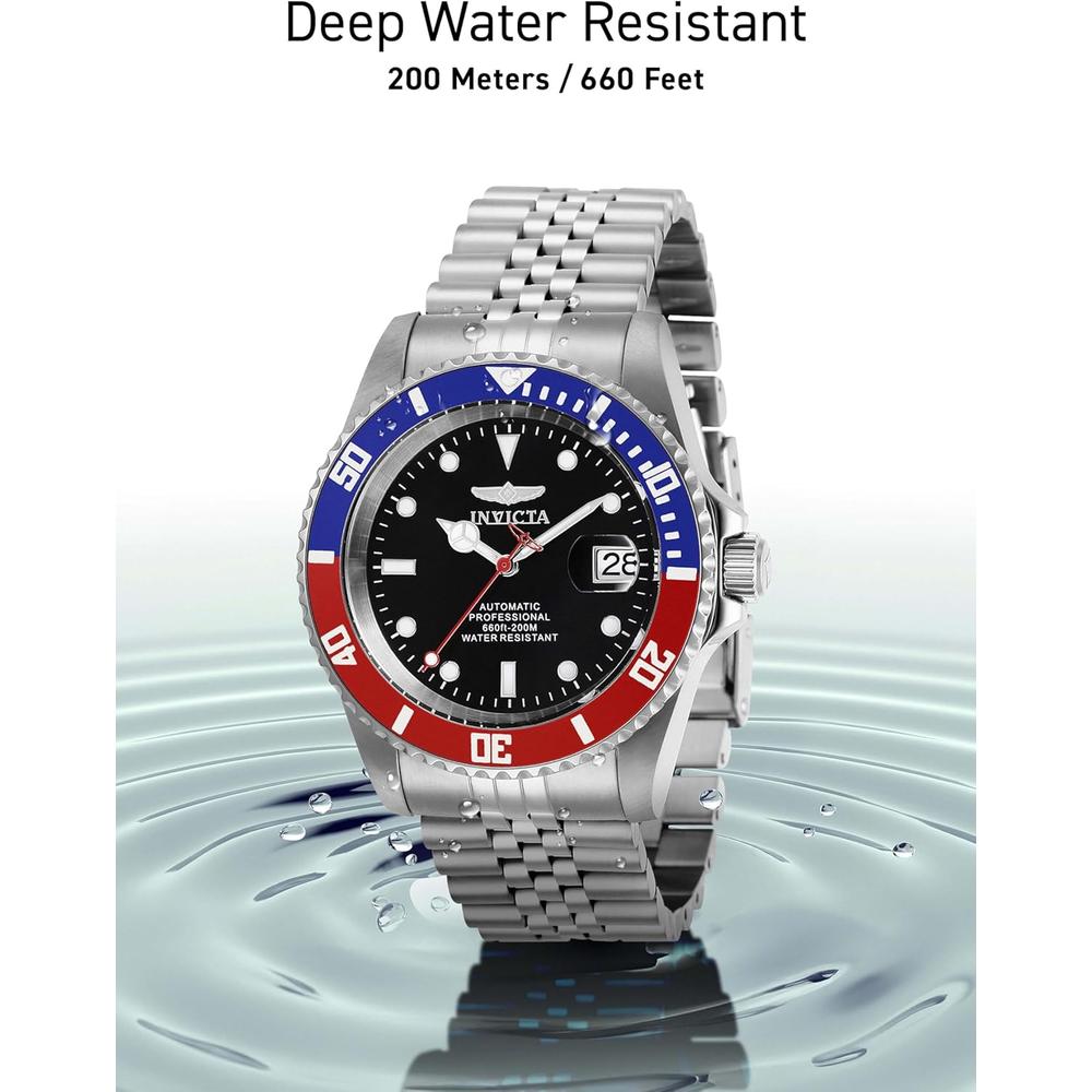 Reloj Invicta Pro Diver para hombre estilo buzo cristal mineral automático | Plateado y Negro