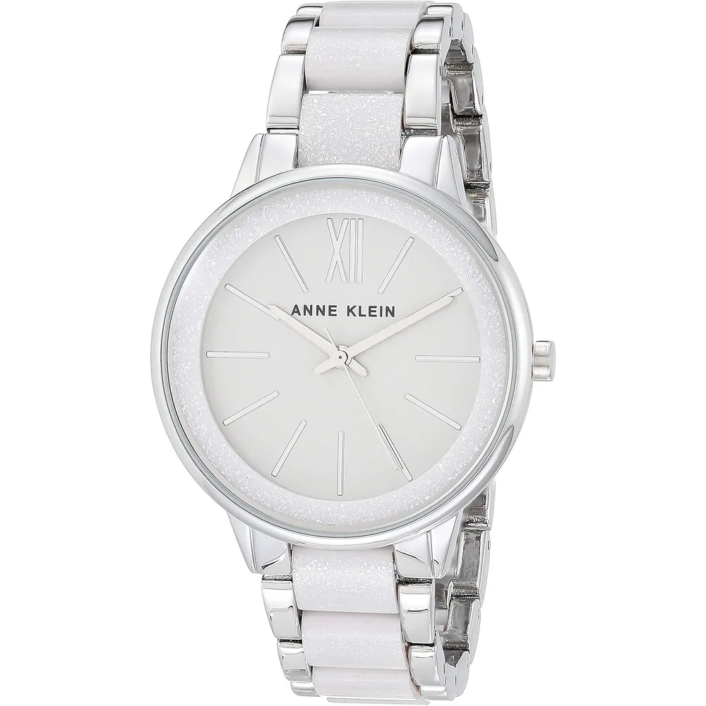 Anne Klein AK/1413LBSV reloj para mujer con pulsera de resina | 37 mm - Gris Claro/Plateado
