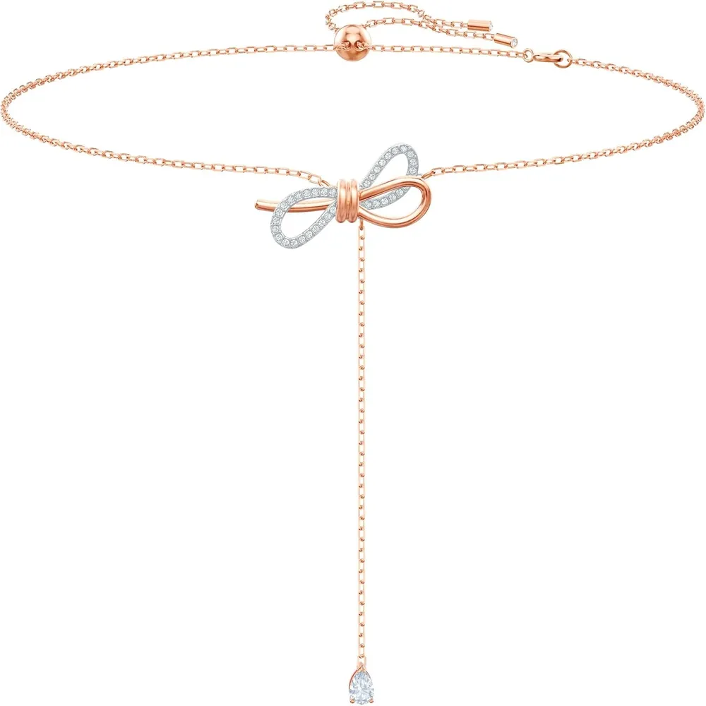 SWAROVSKI COLLAR PENDIENTE BOW LIFELONG ACABADO MIXTO ORO ROSA Y RODIO PARA MUJER | ORO ROSA