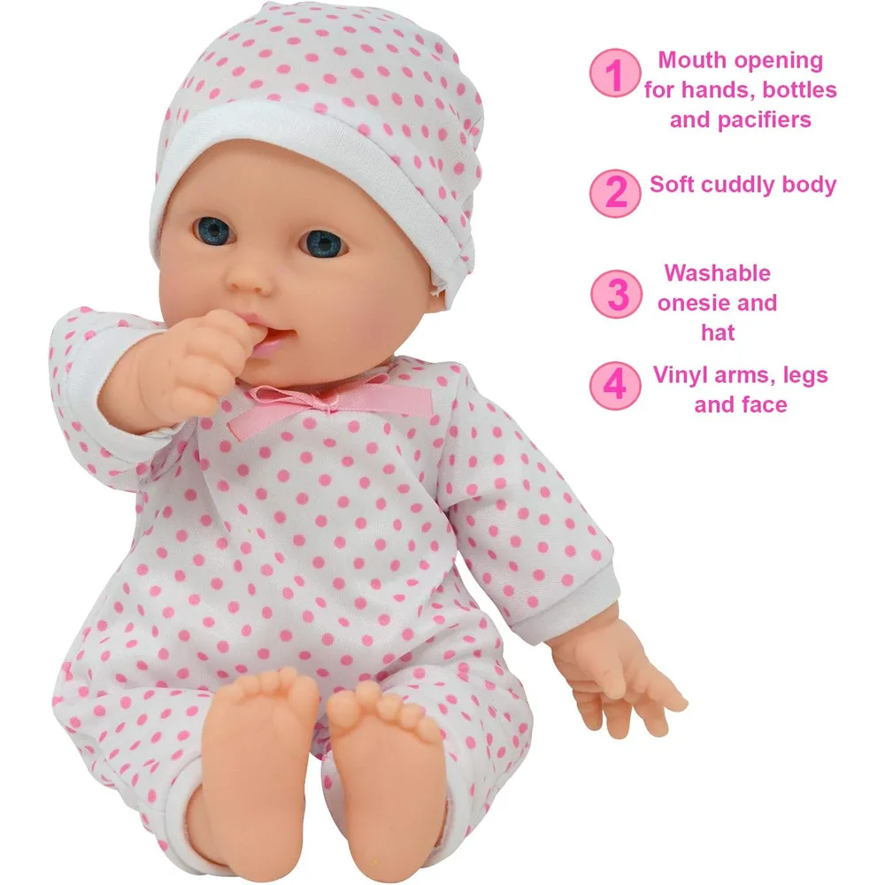 Muñeco bebé 11"/28 cm blando con accesorios
