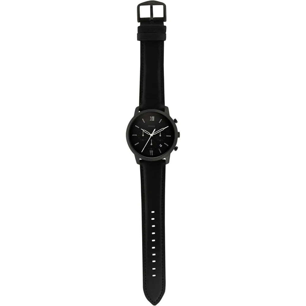 Fossil reloj cronógrafo Neutra de cuarzo para hombre, acero y cuero | Negro
