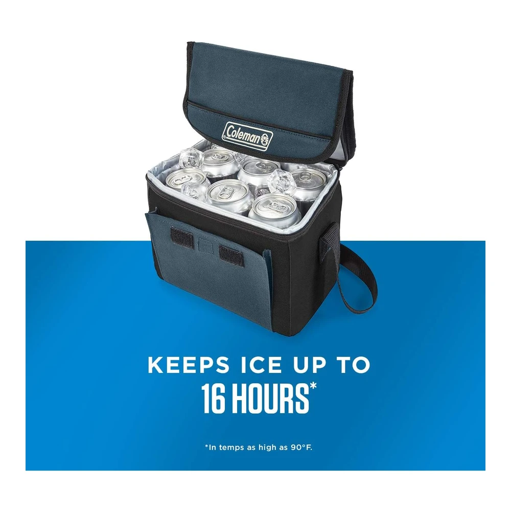 Coleman Enfriador Plegable para 9 Latas con Retención de Hielo de 16 Horas | Bolsa Enfriadora de Lados Suaves que se Pliega para Un Almacenamiento Compacto - Pizarra
