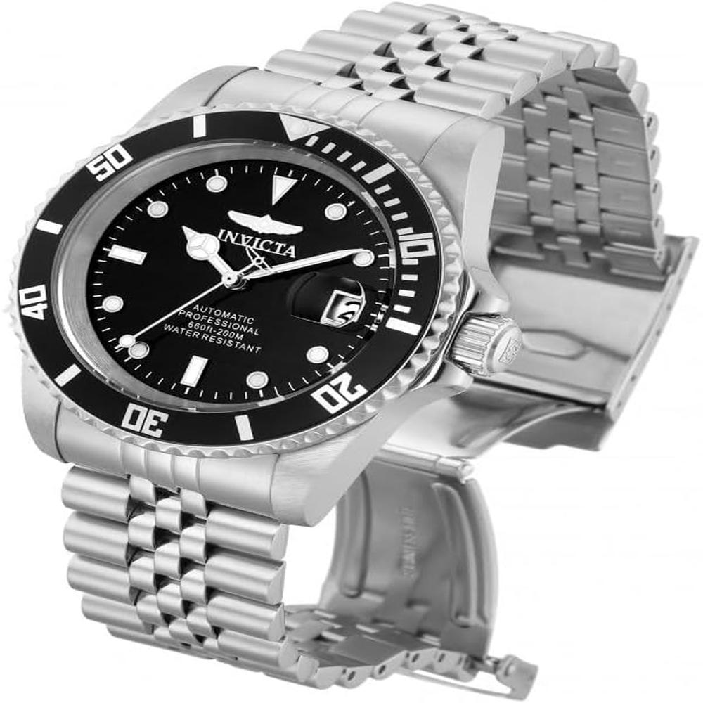 Reloj Invicta Pro Diver para hombre estilo buzo bisel unidireccional | Plateado y Negro Mate