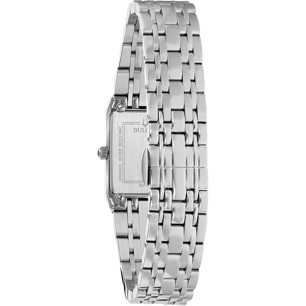 Bulova reloj Quadra Diamond mujer acero inoxidable cuarzo 3 agujas | Plata