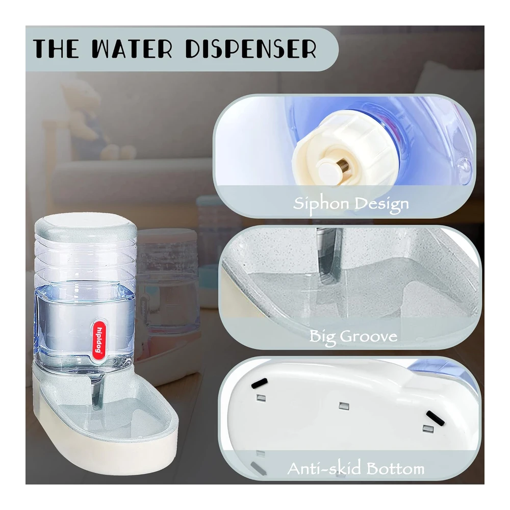 Dispensadores Automático de Comida y Agua para Mascotas Pequeñas y Medianas - Dispensador de Comida y Dispensador de 1 Galón (3.8 Litro) de Agua - Suministros de Viaje - para Perros - Gatos y Mascotas