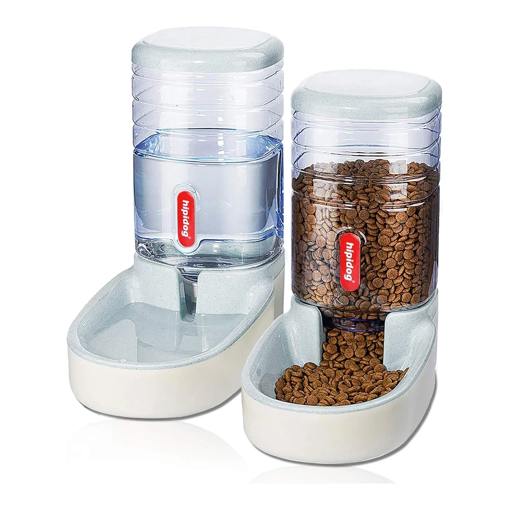 Dispensadores Automático de Comida y Agua para Mascotas Pequeñas y Medianas - Dispensador de Comida y Dispensador de 1 Galón (3.8 Litro) de Agua - Suministros de Viaje - para Perros - Gatos y Mascotas