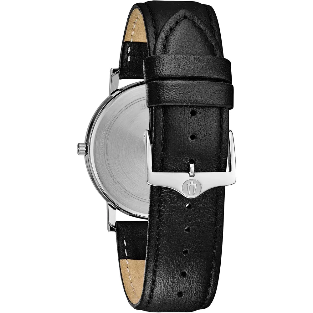 Bulova reloj clásico hombre cuarzo 3 agujas calendario correa cuero | Negro