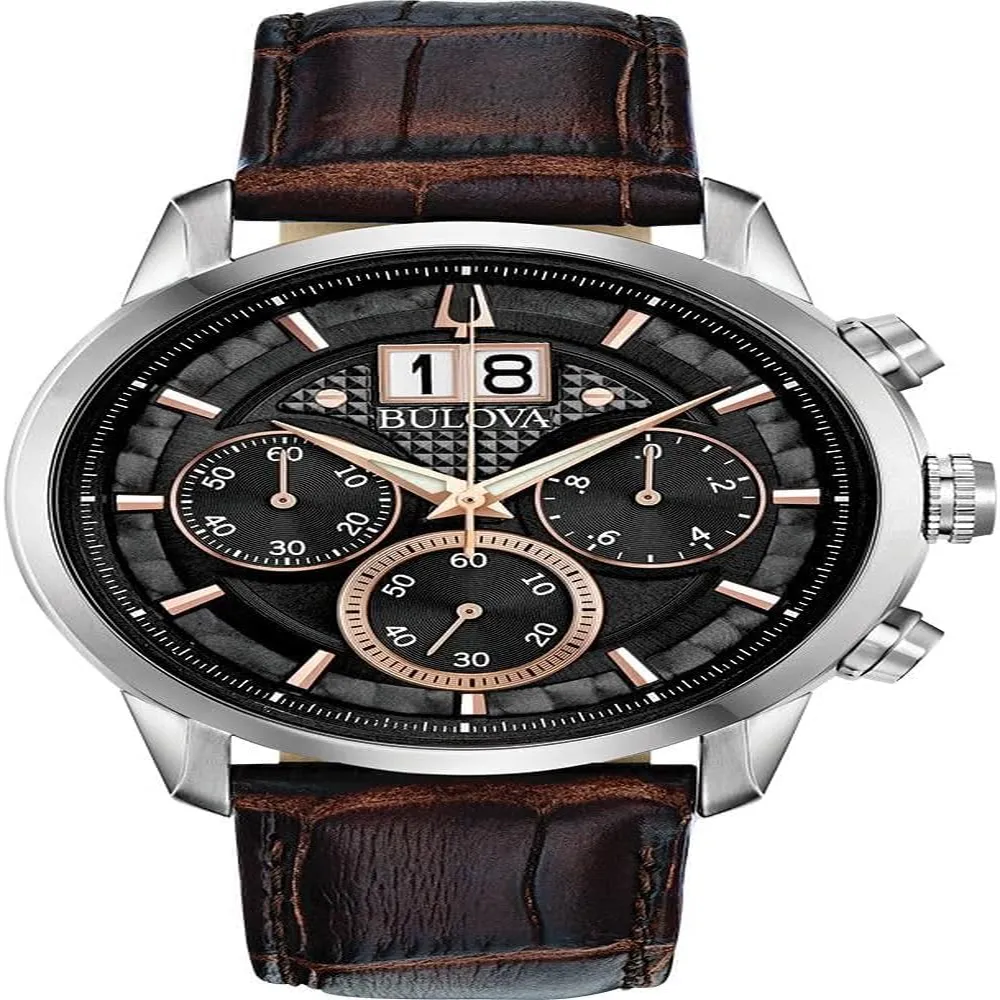 Bulova reloj clásico Sutton hombre cronógrafo 6 agujas calendario fecha | Marrón