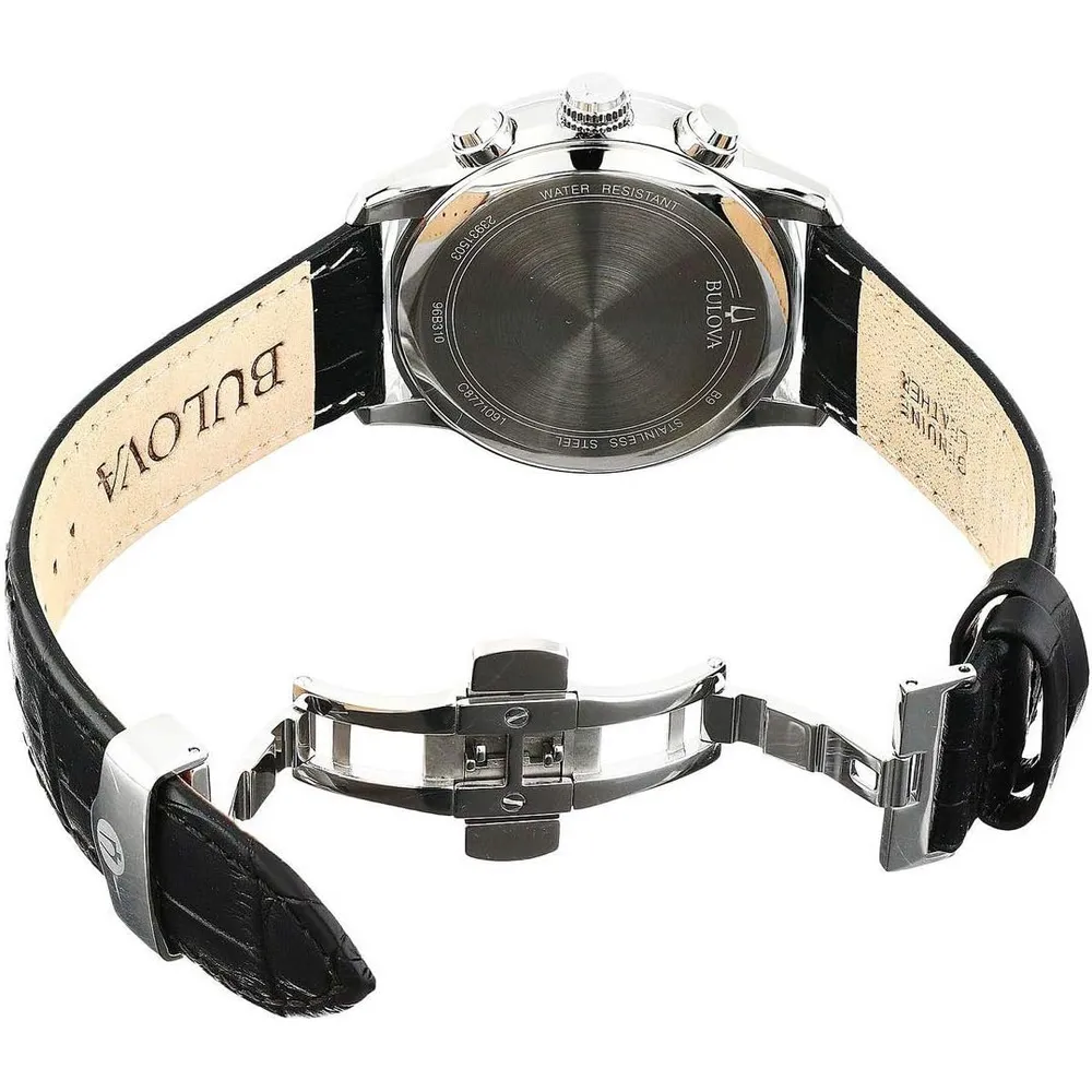 Bulova reloj clásico Sutton hombre cronógrafo 6 agujas calendario fecha | Negro