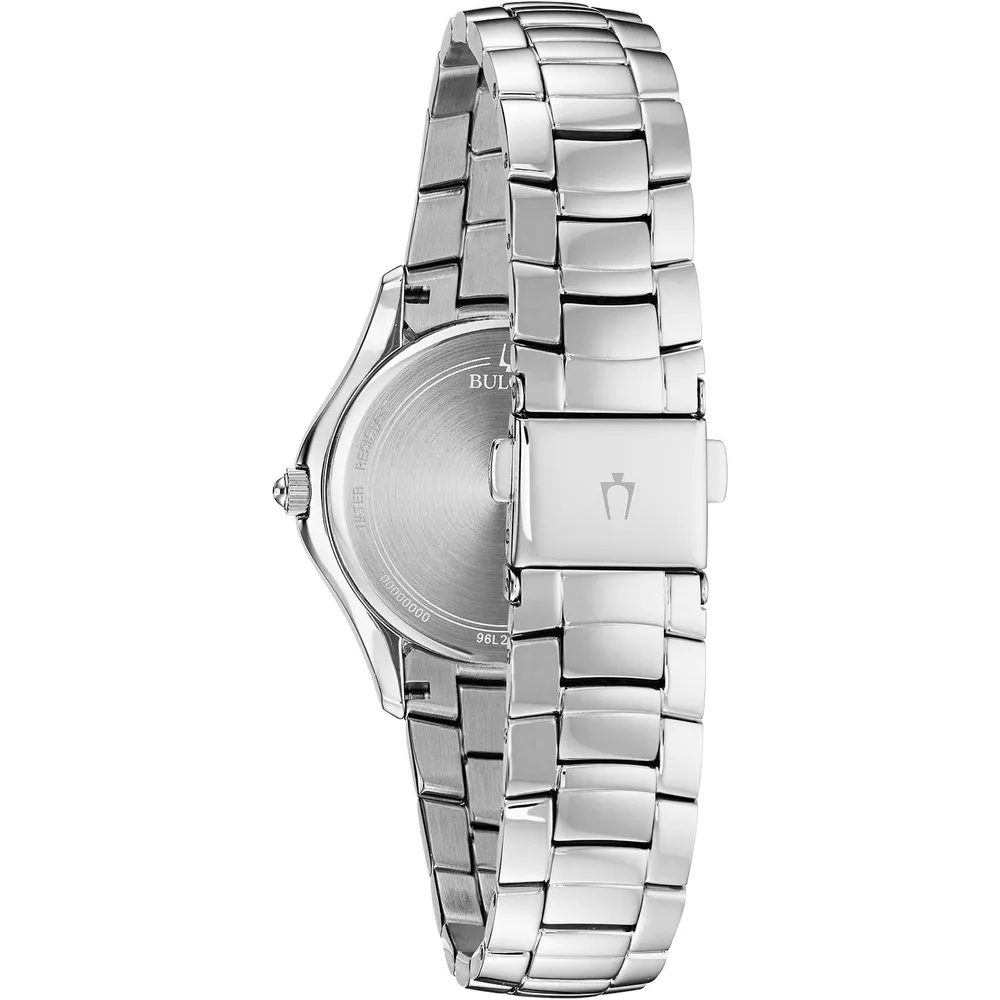 Bulova reloj clásico cuarzo mujer acero inoxidable cristales dos agujas nácar | Plata