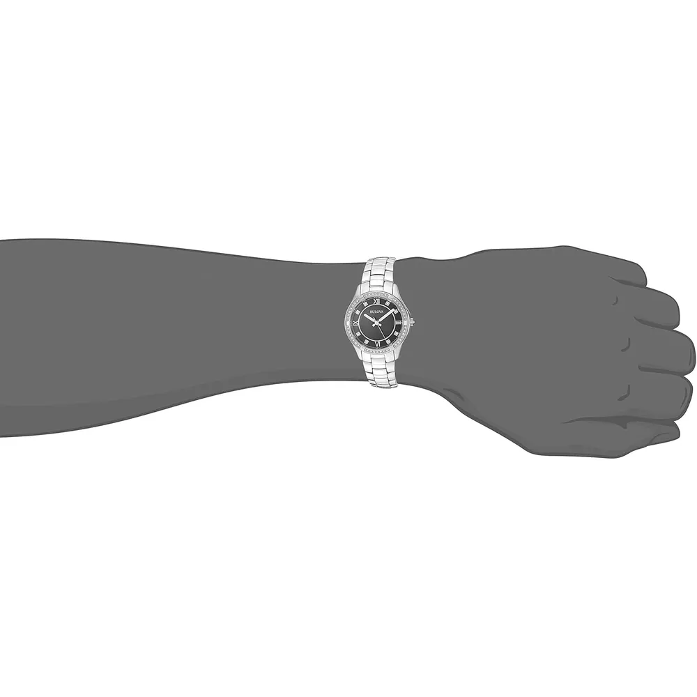 Bulova reloj clásico cuarzo mujer acero inoxidable cristales dos agujas nácar | Plata