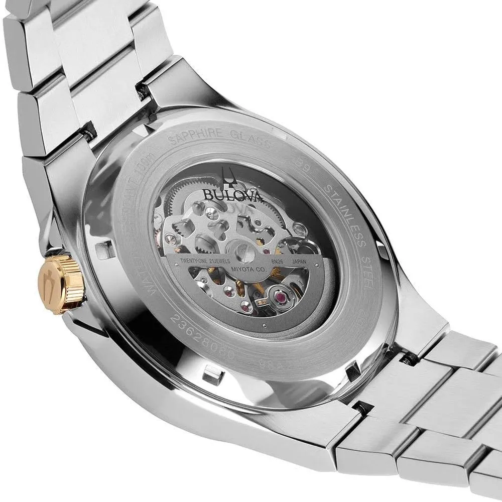 Bulova 98A224 reloj automático Maquina para hombre con apertura en la esfera | Plateado