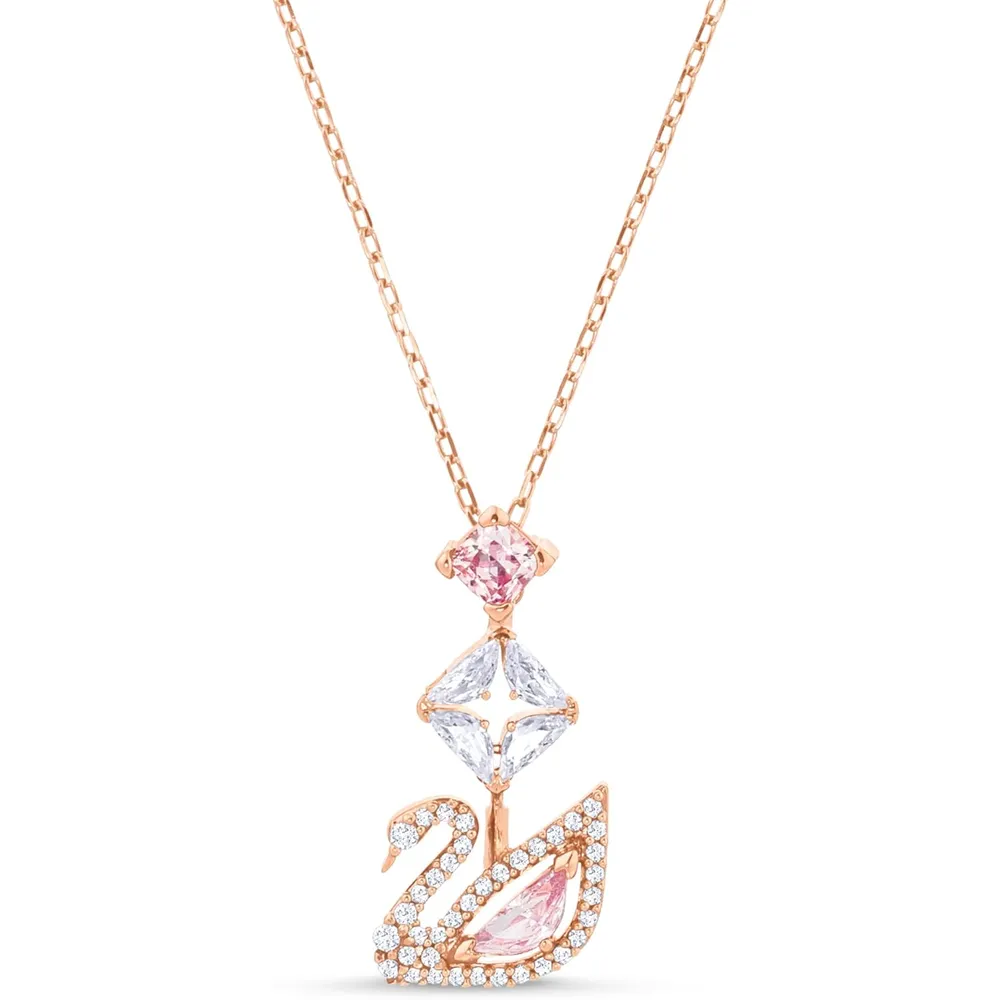 SWAROVSKI COLLAR PENDIENTE SWAN ACABADO ORO ROSA PARA MUJER | ROSADO