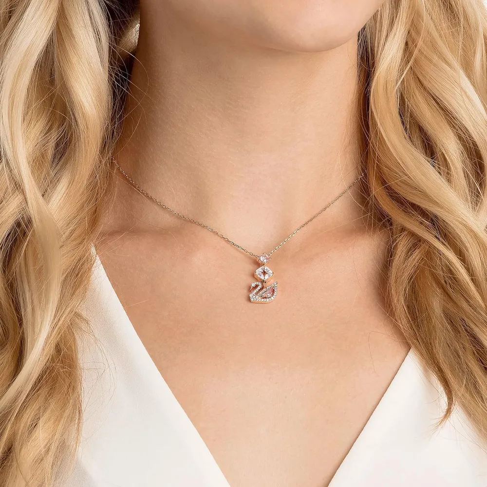 SWAROVSKI COLLAR PENDIENTE SWAN ACABADO ORO ROSA PARA MUJER | ROSADO