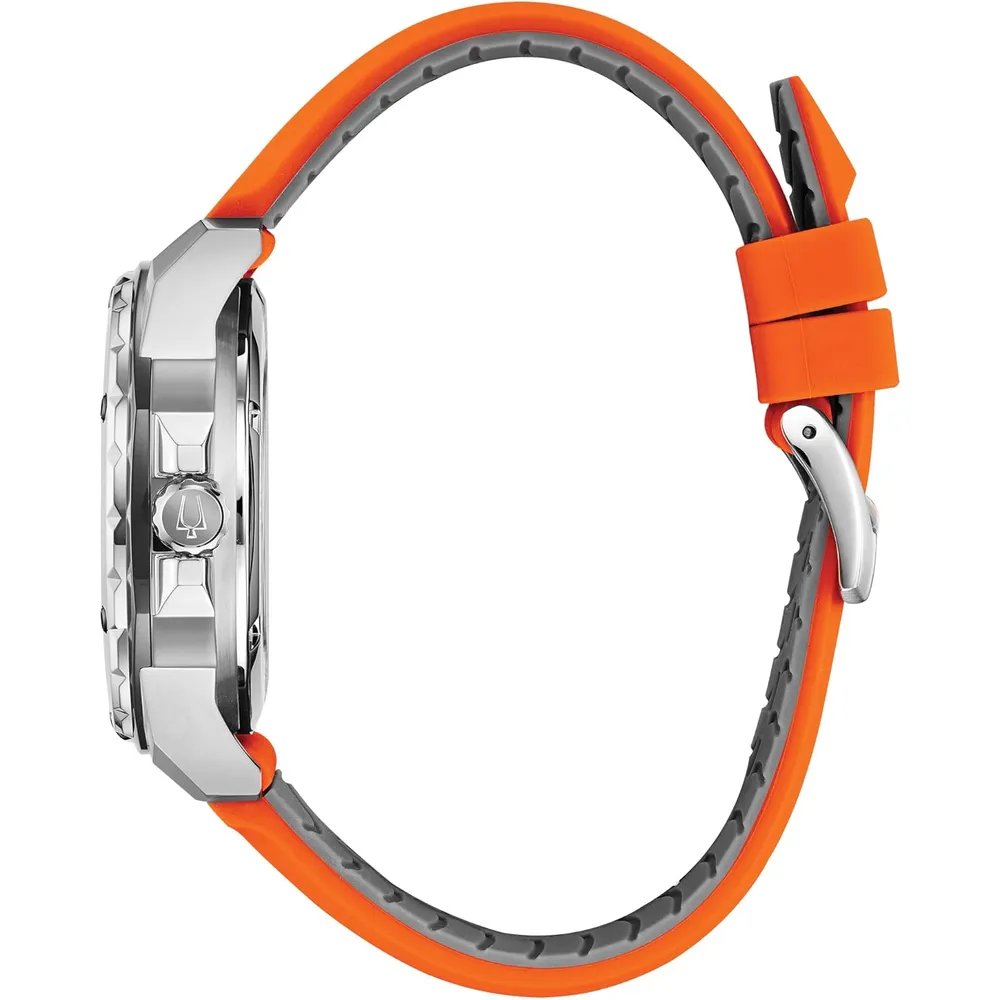 Bulova 98A226 reloj automático Marine Star Series A con correa naranja | Plateado