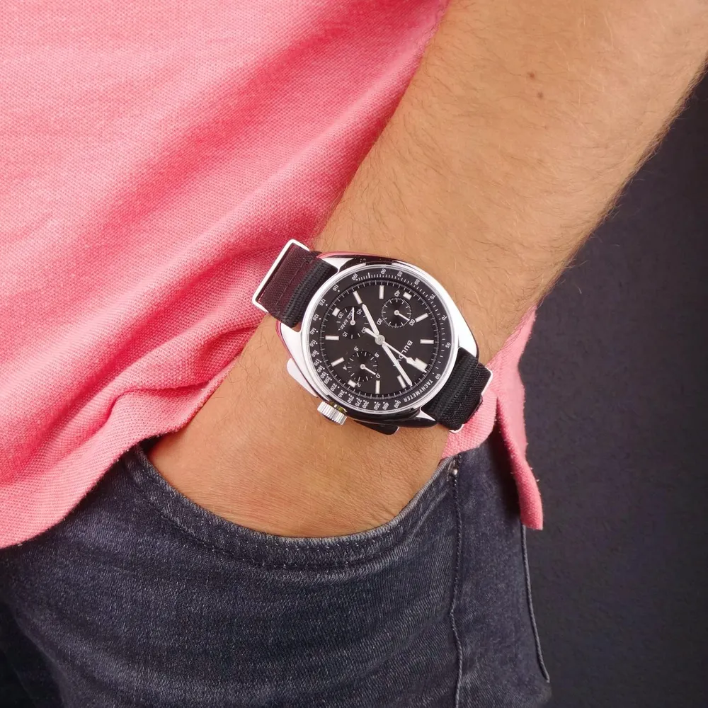 Bulova reloj Archive hombre cronógrafo Lunar Pilot 6 agujas | Negro