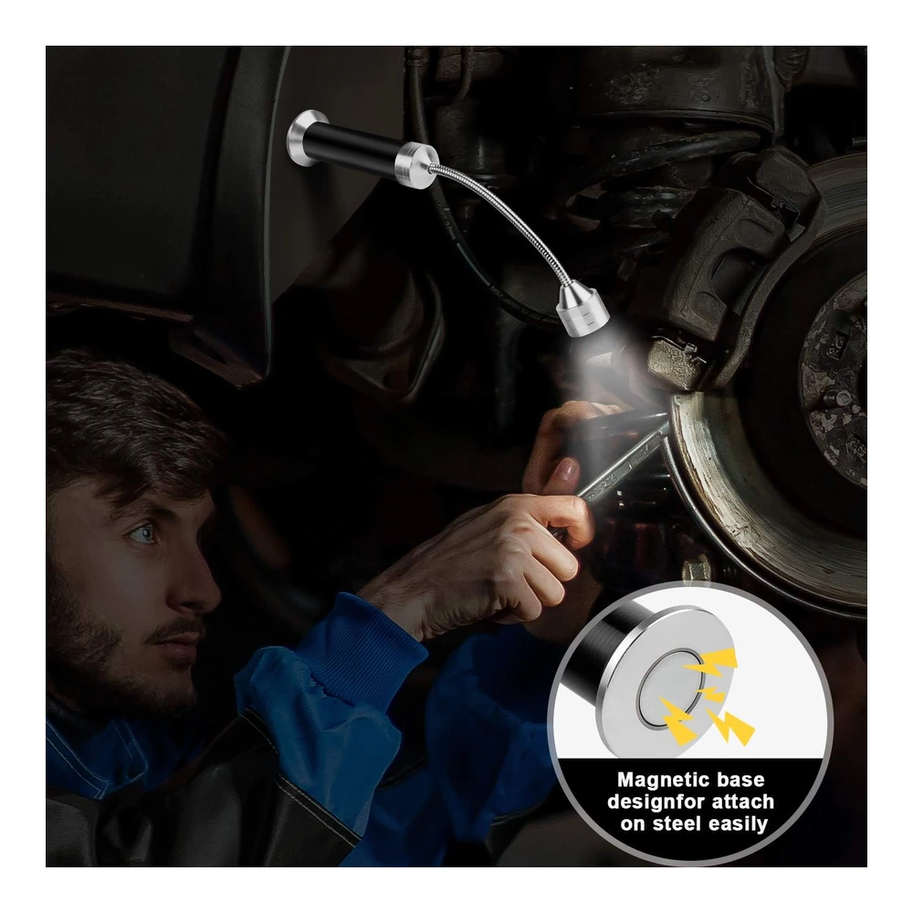 Kosin - Luces Led para Parrilla de Asador con Base Magnética - Muy Brillantes - Cuello de Ganso Flexible de 360 Grados - Resistente a La Intemperie - Baterías Incluidas - Paquete de 2