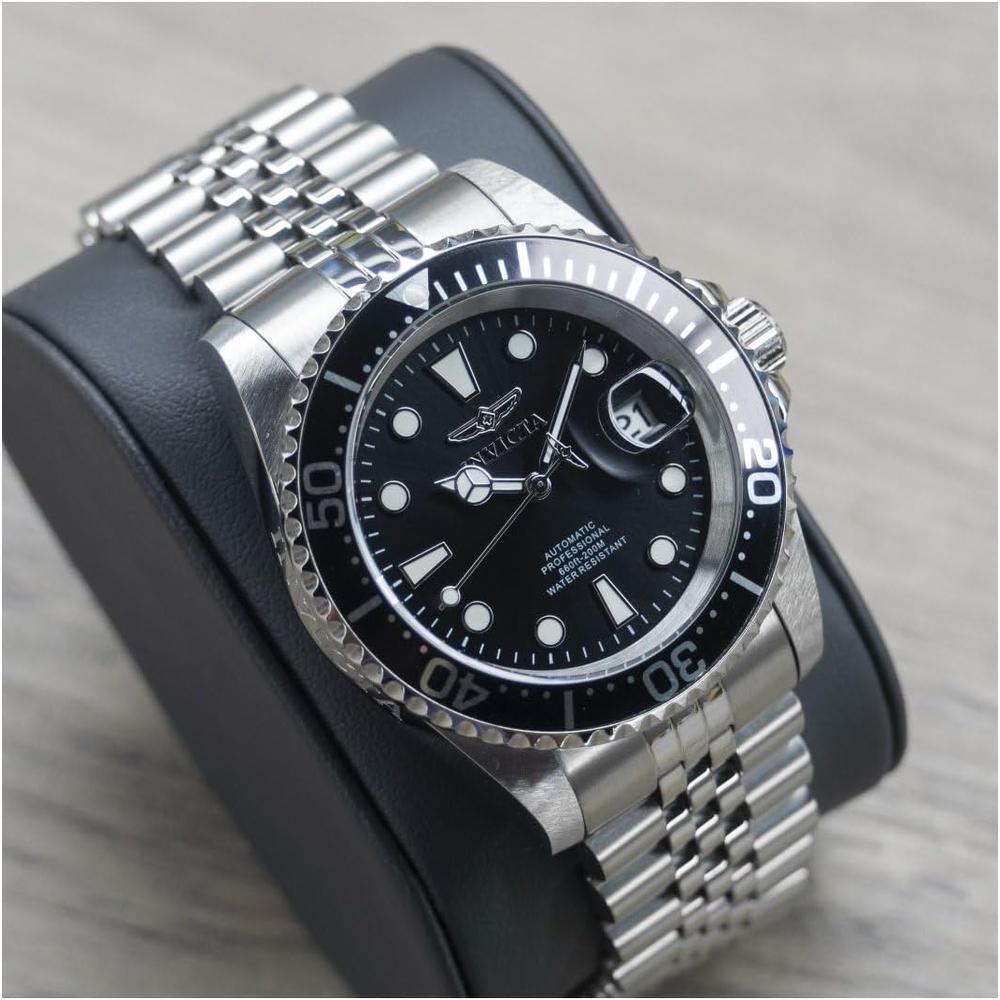 Reloj Invicta Pro Diver para hombre resistente al agua automático | Plateado y Negro Mate