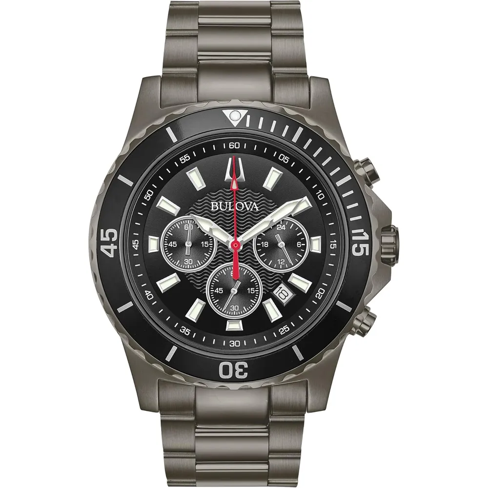 Bulova reloj clásico deportivo hombre cronógrafo 6 agujas de cuarzo acero | Carbón