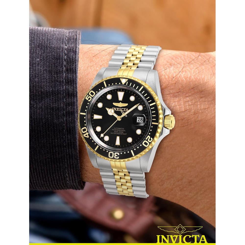 Reloj Invicta Pro Diver para hombre estilo buzo automático | Negro y Plateado