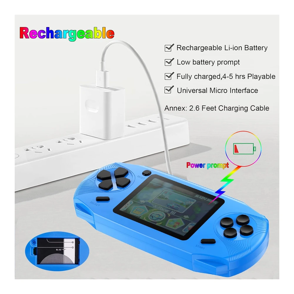 CONSOLA RETRO BEIJUE PANTALLA 3" CON 100 JUEGOS CLÁSICOS HD