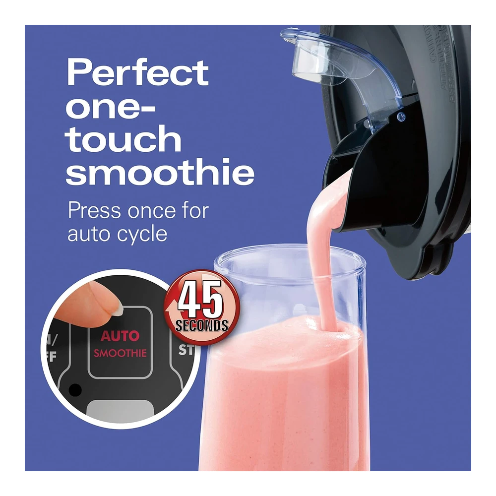 HAMILTON BEACH BATIDORA INTELIGENTE SMOOTHIE CON 5 FUNCIONES - INCLUYENDO CICLO AUTOMÁTICO PARA BATIDOS Y BATIDOS - ESFERA DE TARRO DE VIDRIO DE 40 ONZAS - ACERO INOXIDABLE (56208)