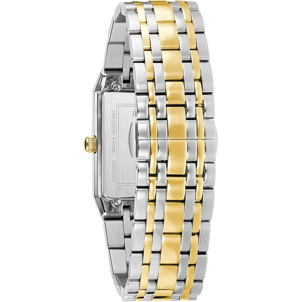 Bulova reloj Quadra moderno hombre 3 agujas de cuarzo acero esfera diamantes | Oro/Plata/azul