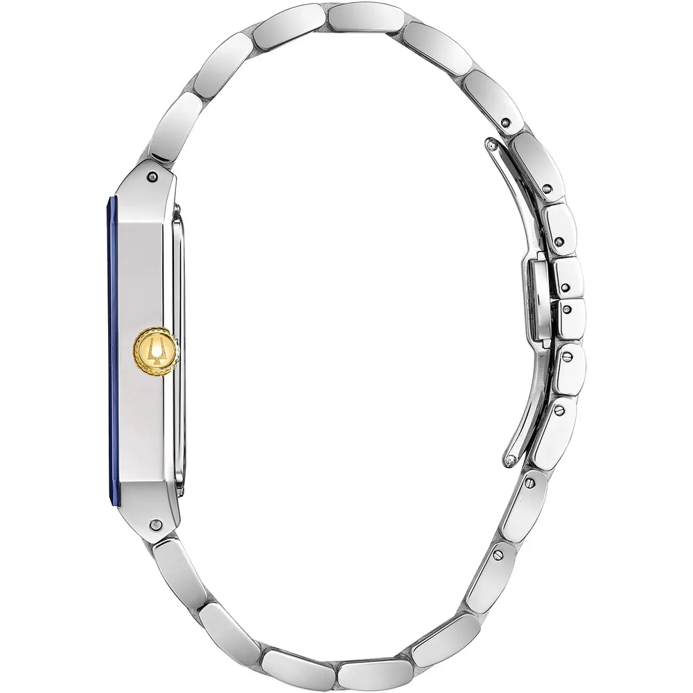 Bulova reloj Quadra moderno hombre 3 agujas de cuarzo acero esfera diamantes | Oro/Plata/azul