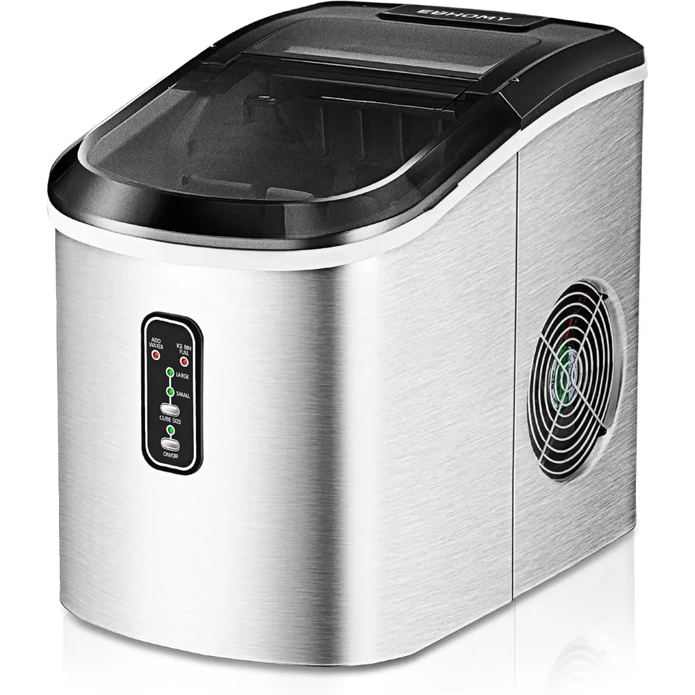 EUHOMY IM-01 MÁQUINA DE HIELO DE ENCIMERA 26 LB/24H | ACERO PLATEADO