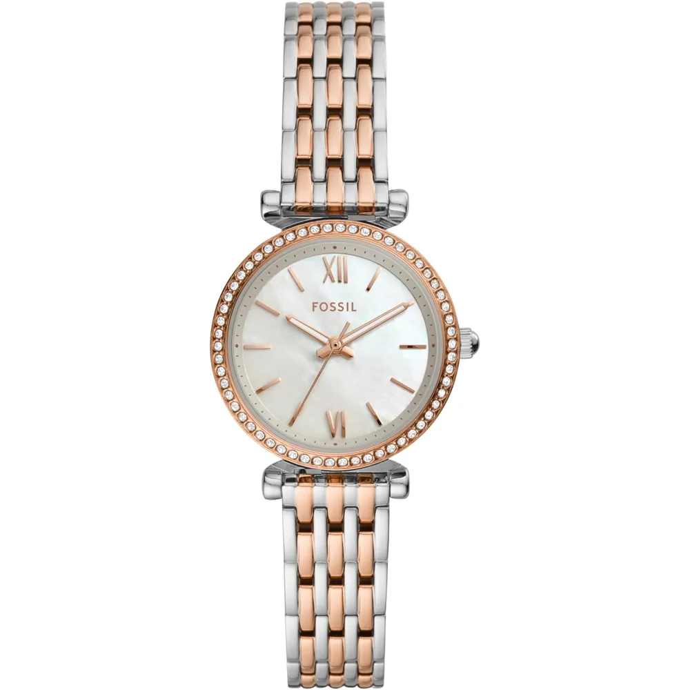 Fossil reloj de cuarzo Carlie para mujer | Plateado/ Oro Rosa
