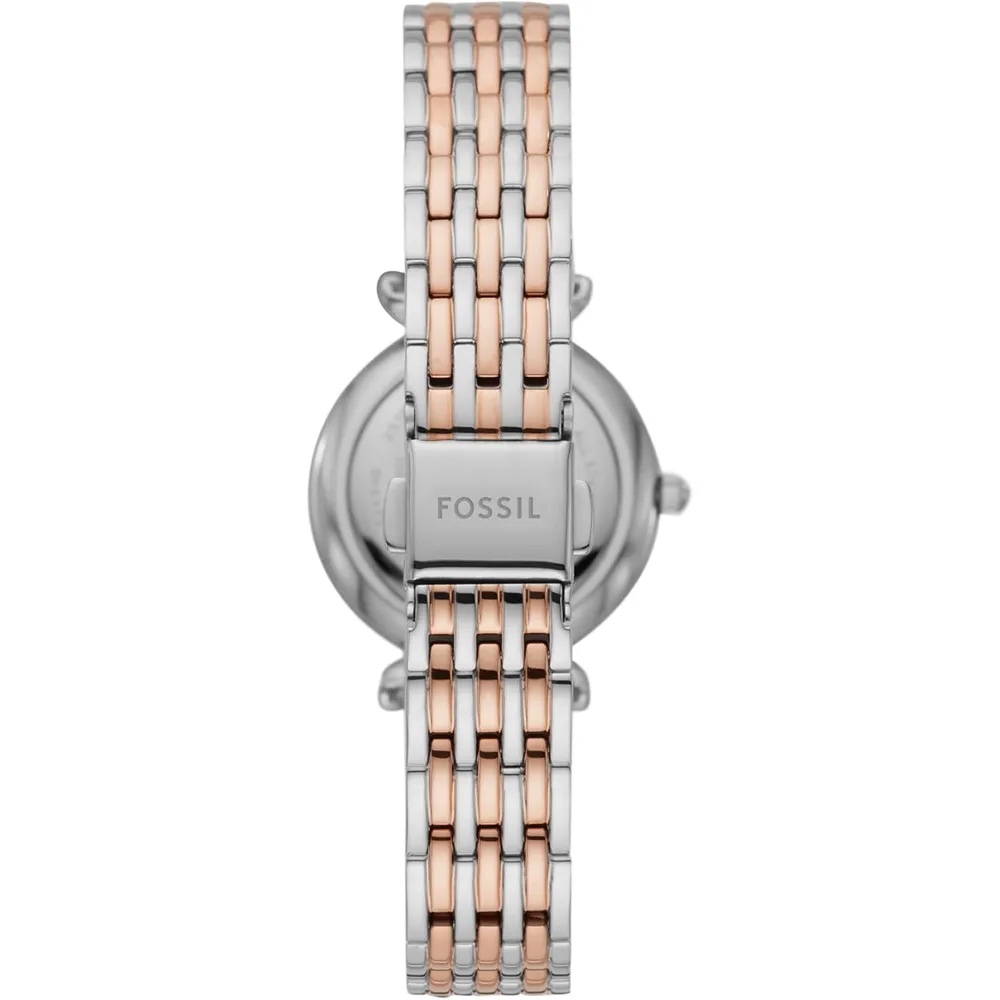 Fossil reloj de cuarzo Carlie para mujer | Plateado/ Oro Rosa