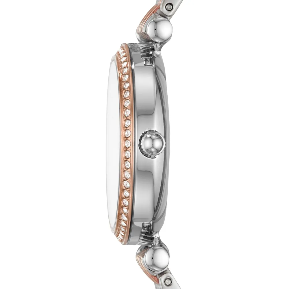Fossil reloj de cuarzo Carlie para mujer | Plateado/ Oro Rosa