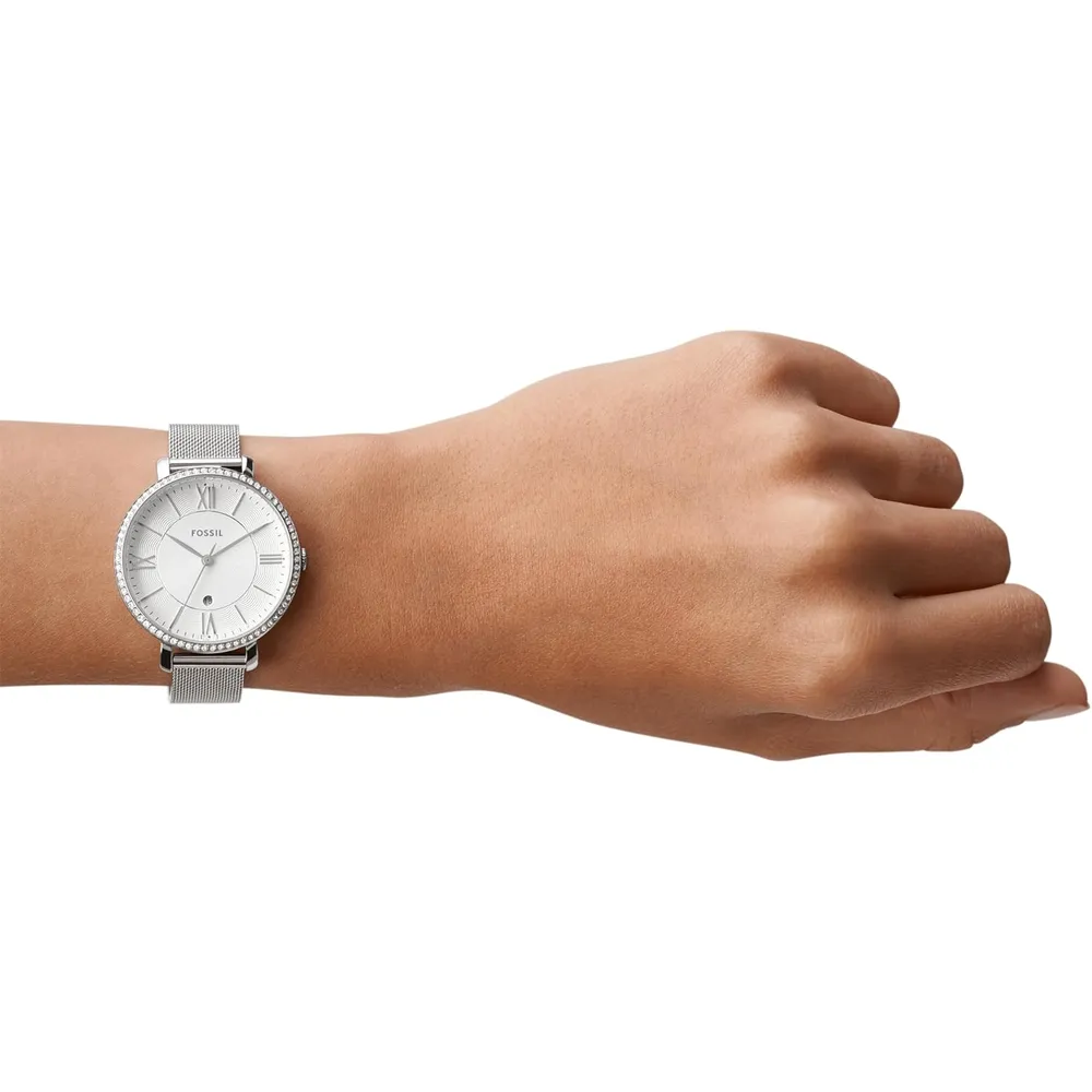 Fossil reloj de cuarzo Jacqueline para mujer, acero y tres agujas | Plateado