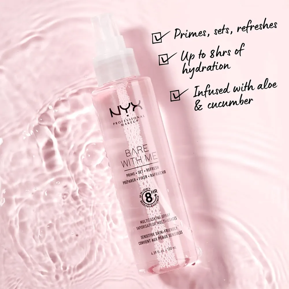 NYX Bare With Me Spray Facial Prebase y Fijador Hidratante | Pink
