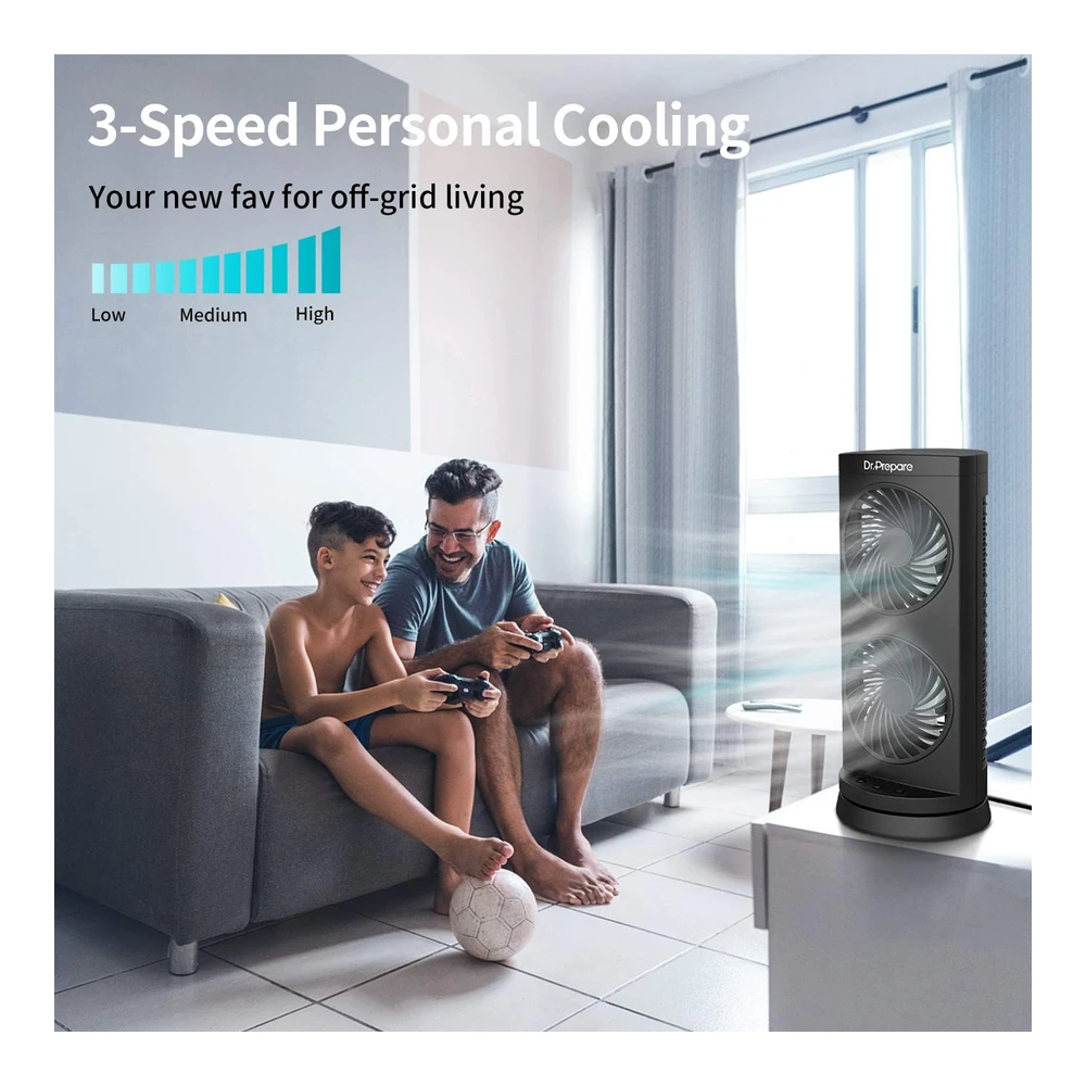 b07sh3z8p9_2.webp DR. PREPARE VENTILADOR DE TORRE 12" – OSCILANTE, SILENCIOSO CON 3 VELOCIDADES Y TEMPORIZADOR – NEGRO