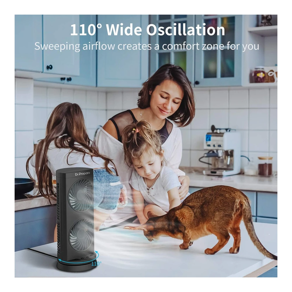 b07sh3z8p9_4.webp DR. PREPARE VENTILADOR DE TORRE 12" – OSCILANTE, SILENCIOSO CON 3 VELOCIDADES Y TEMPORIZADOR – NEGRO