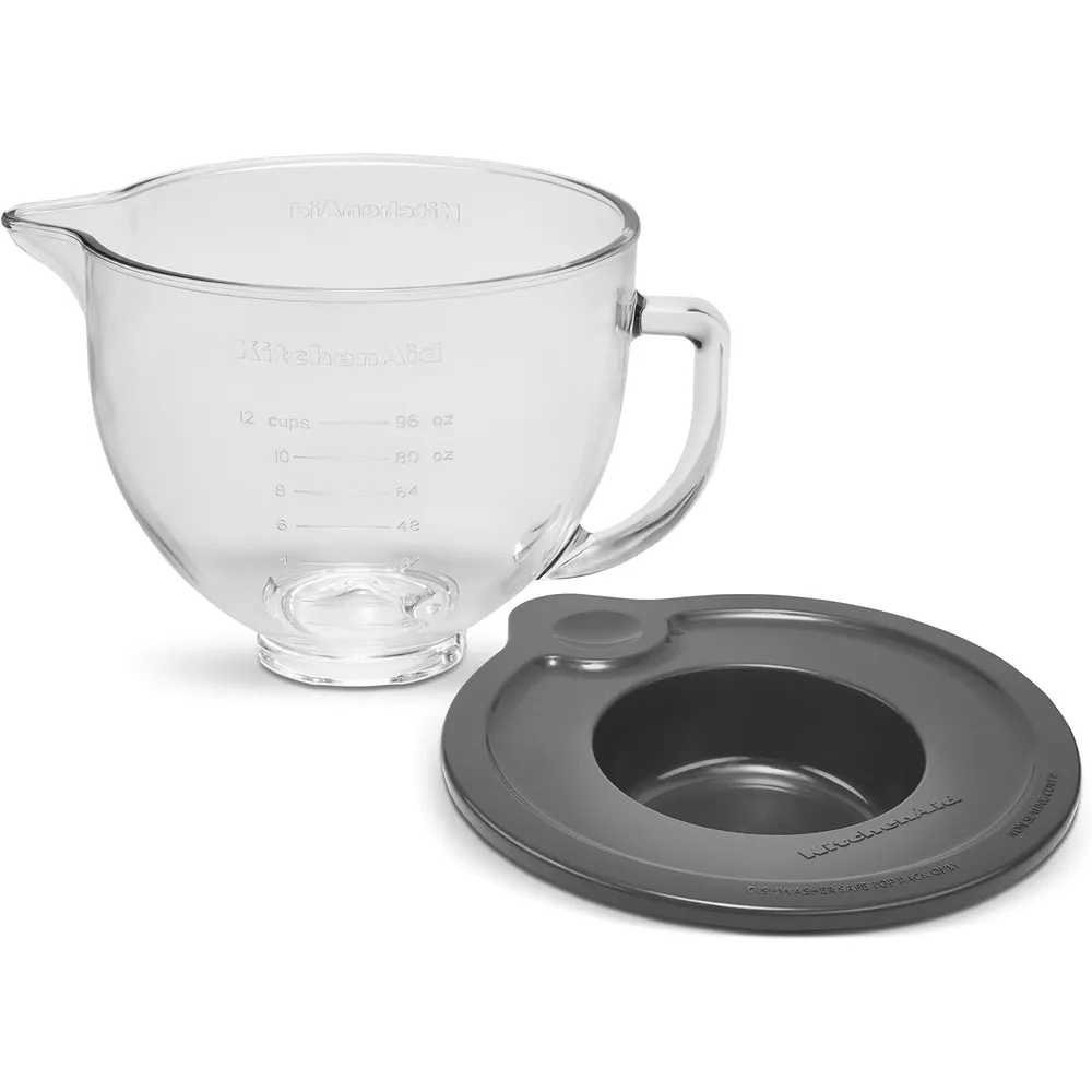 KITCHENAID, RECIPIENTE DE VIDRIO 5 QT / 4.7 L CON TAPA Y MARCAS DE MEDICIÓN