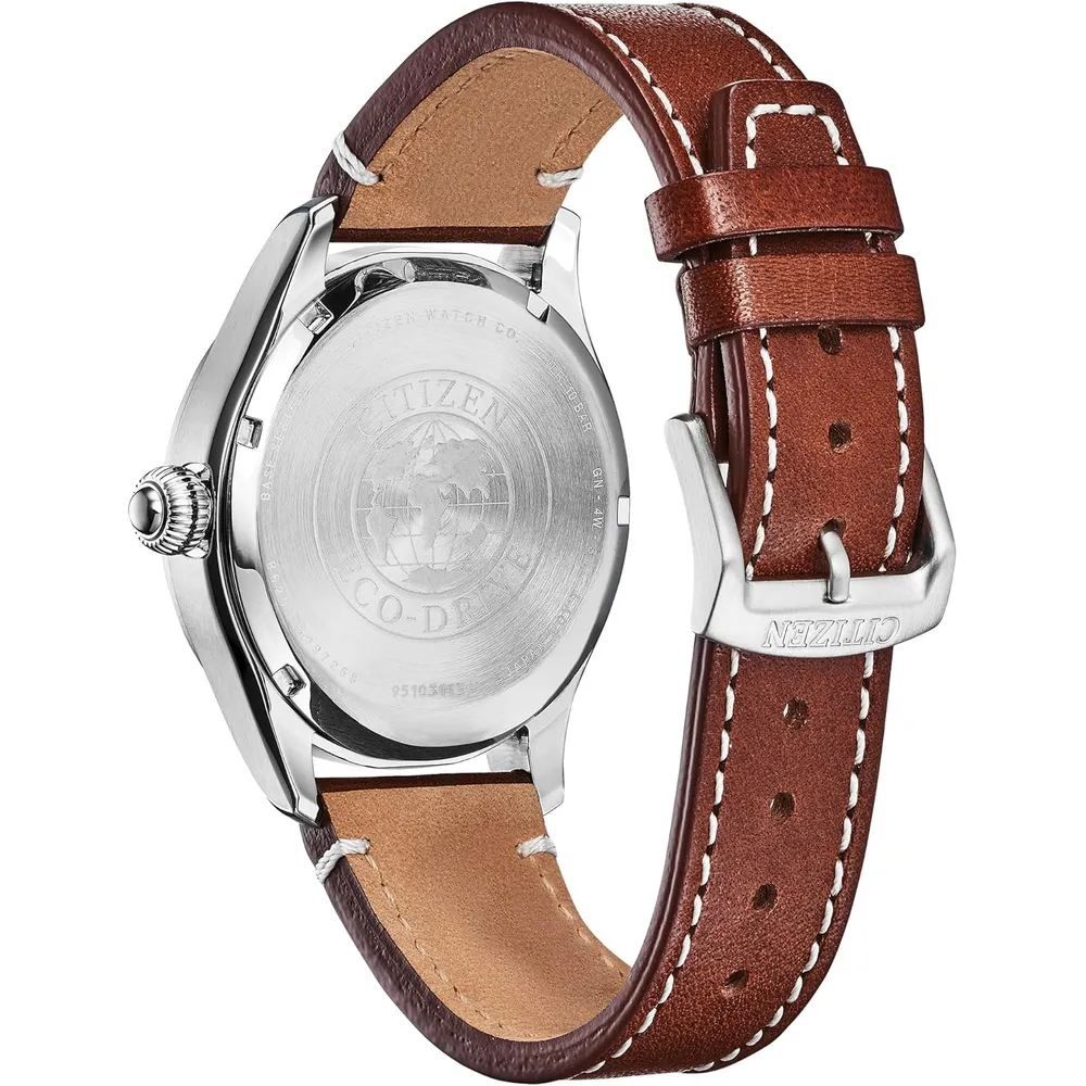 Citizen BM6838-09X reloj Eco-Drive Garrison para hombre con correa de cuero | 42 mm - Correa marrón/Azul