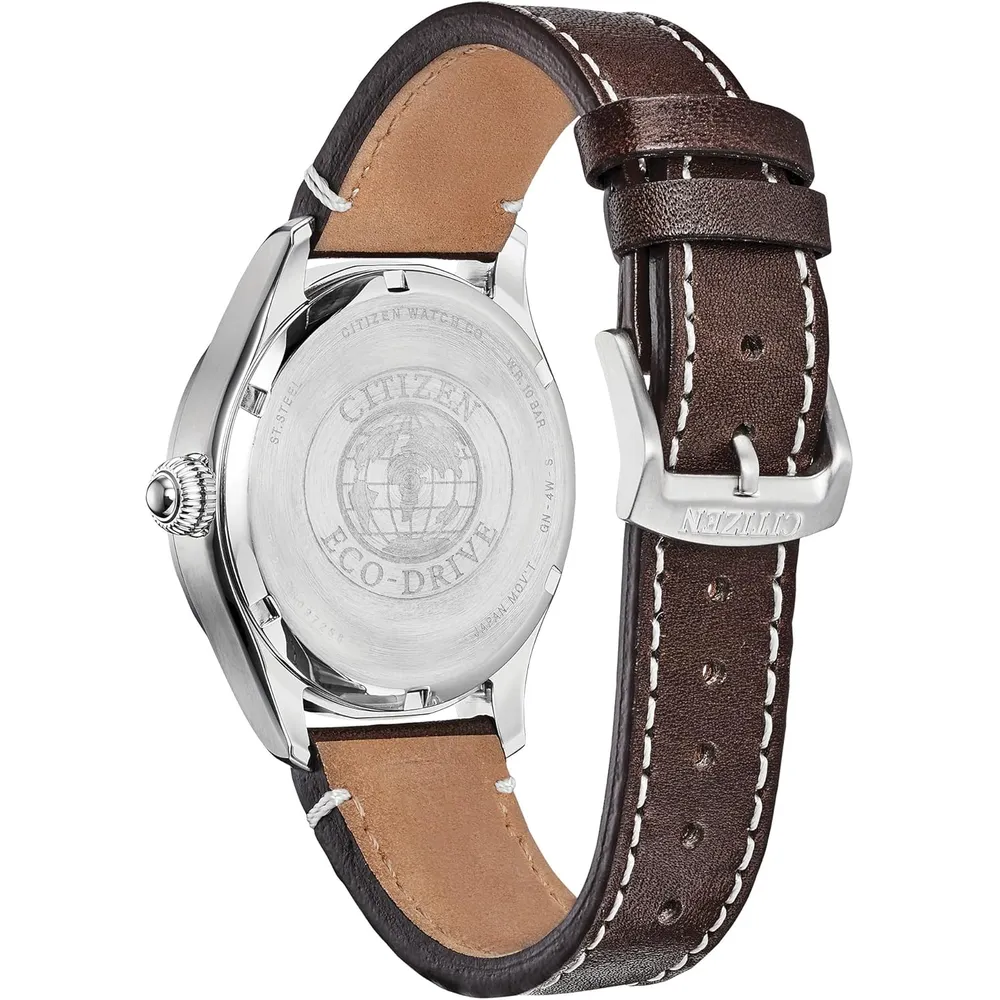 Citizen BM6838-09X reloj Eco-Drive Garrison para hombre con correa de cuero | 42 mm - Correa marrón/verde