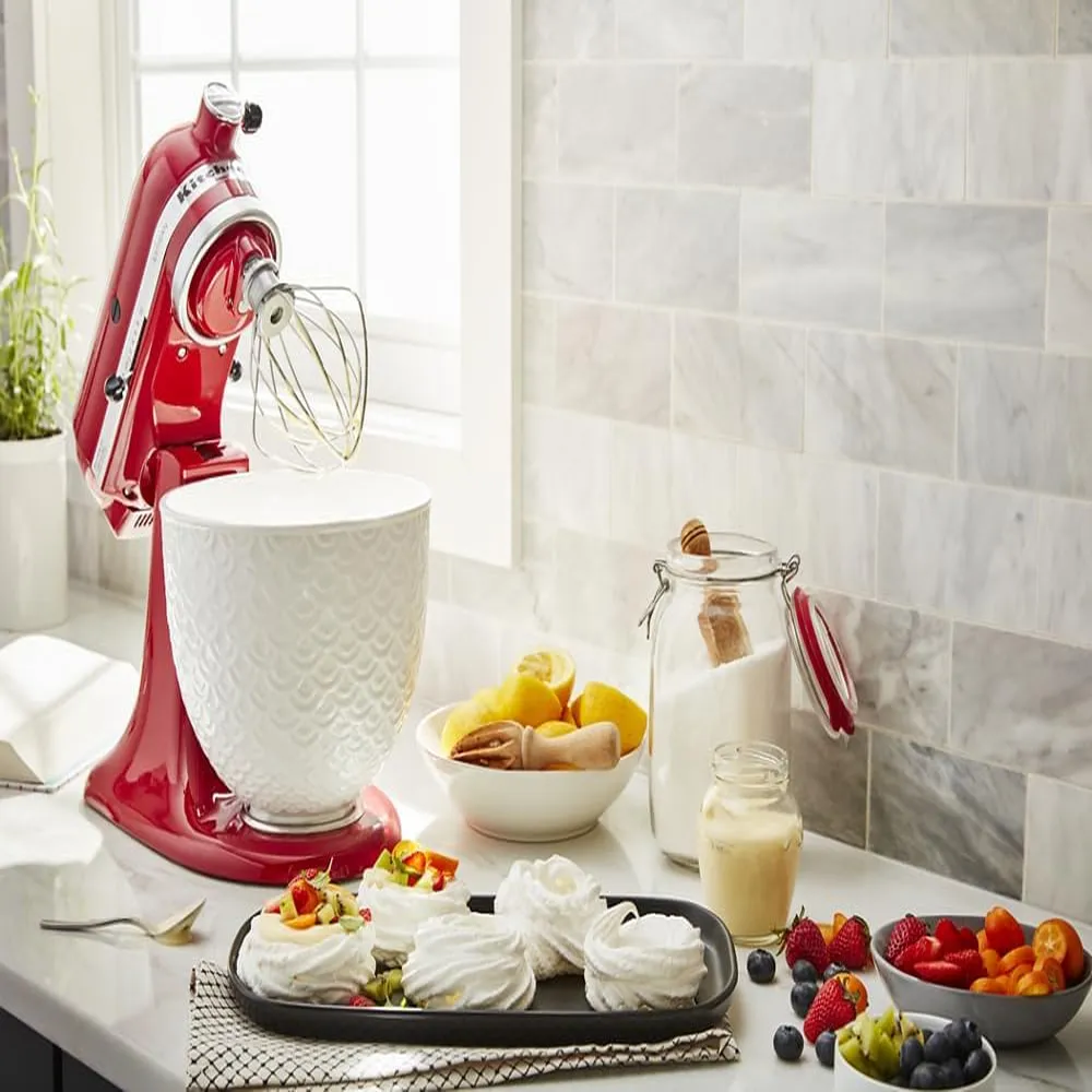 KITCHENAID, RECIPIENTE DE CERÁMICA 5 QT / 4.7 L | ENCAJE DE SIRENA BLANCO