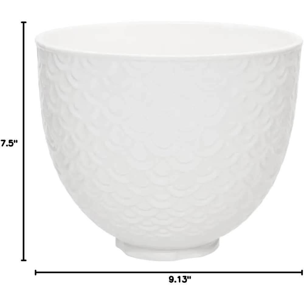 KITCHENAID, RECIPIENTE DE CERÁMICA 5 QT / 4.7 L | ENCAJE DE SIRENA BLANCO