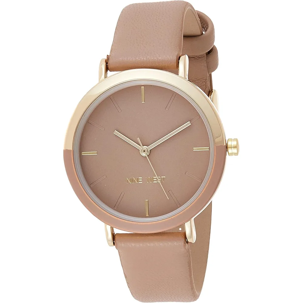 Nine West NW/2346GPGN reloj para dama con correa clásica | 36 mm - Bronceado/Oro