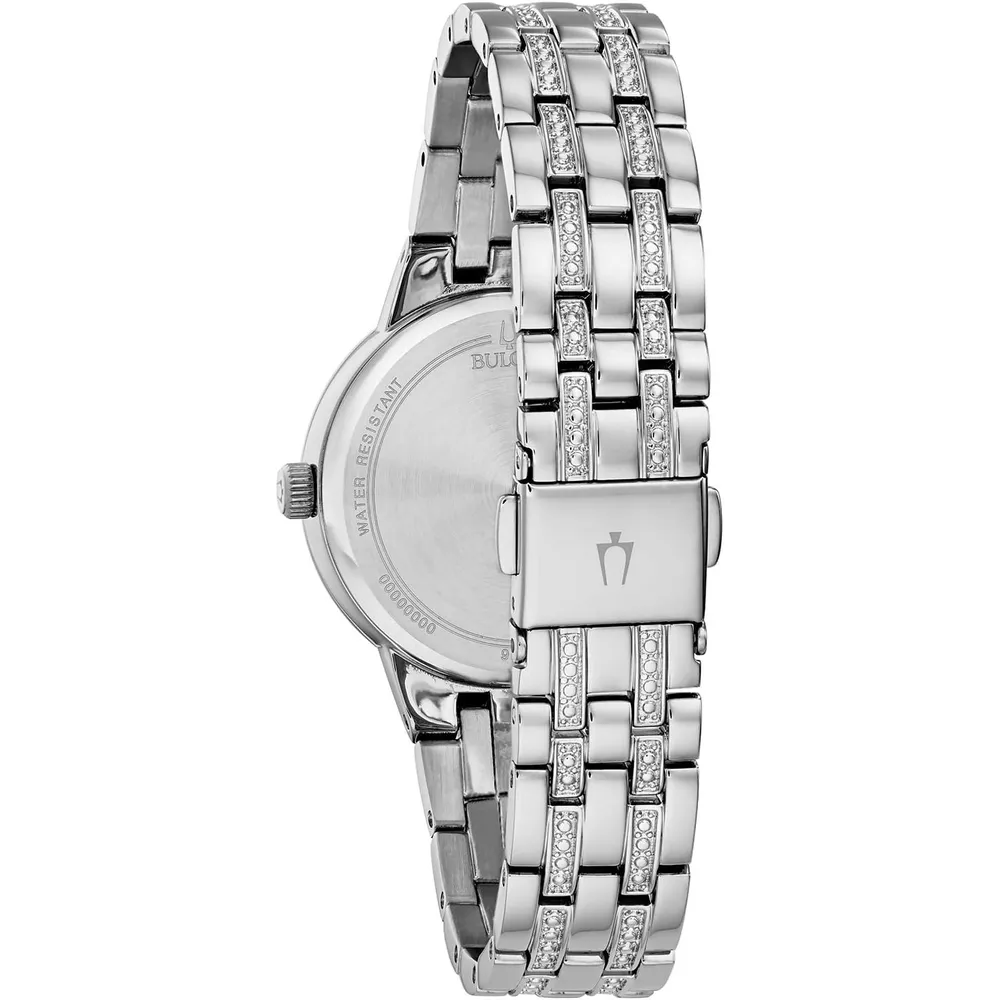 Bulova reloj Crystal Phantom mujer cuarzo 3 agujas cristal facetado | Plata