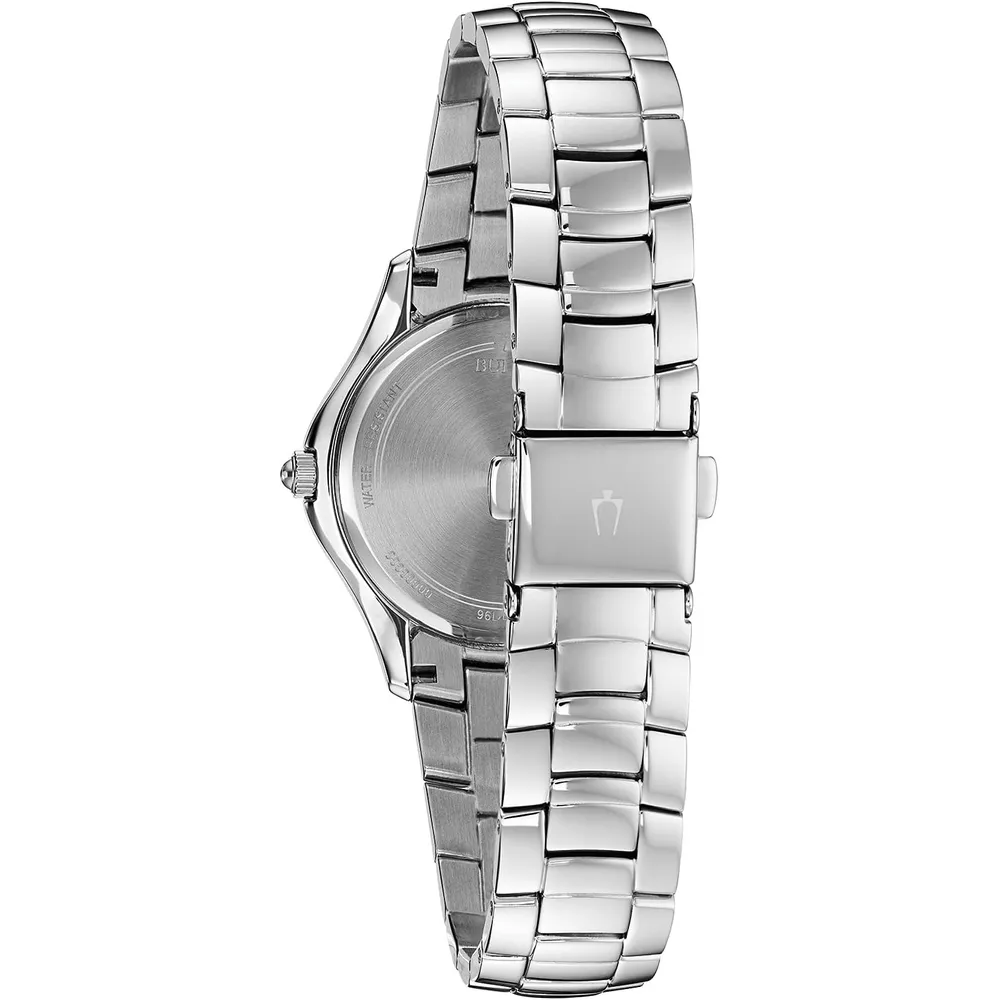 Bulova reloj mujer acero inoxidable cuarzo 3 agujas esfera nácar | Plata