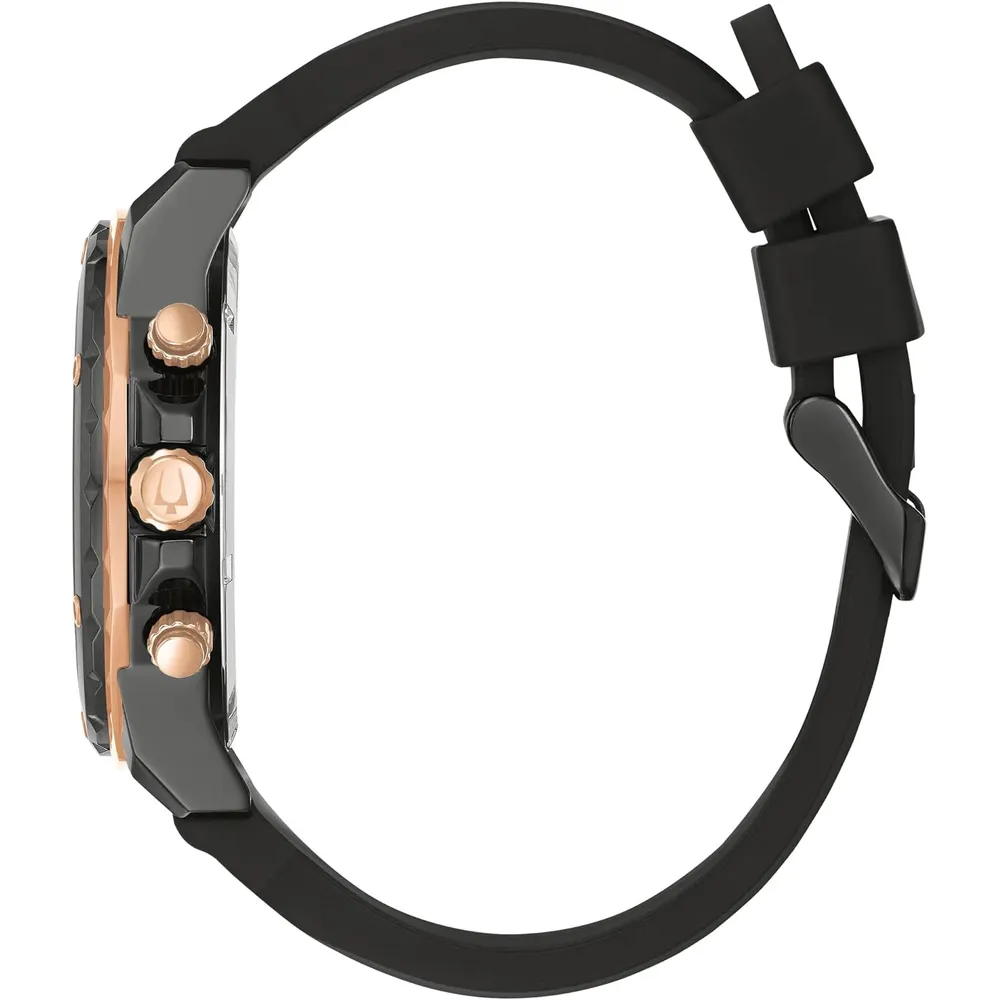Bulova reloj Marine Star hombre cronógrafo 6 agujas de cuarzo correa silicona | Negro