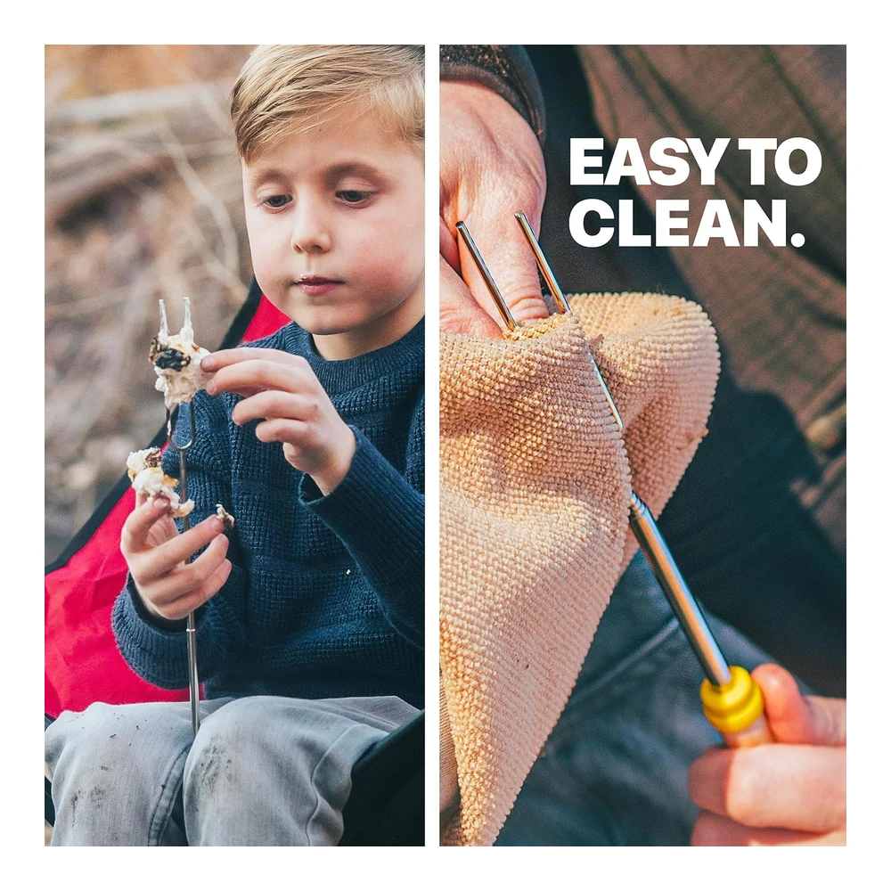 Mallome Smores Sticks - Palitos de Malvavisco para Hoguera Larga - Kit de Smores para Hoguera para Asar Malvaviscos - Pinchos para Fogatas - Tenedores para Perros Calientes Smore - Accesorios de Equipo de 32" - Paquete de 5