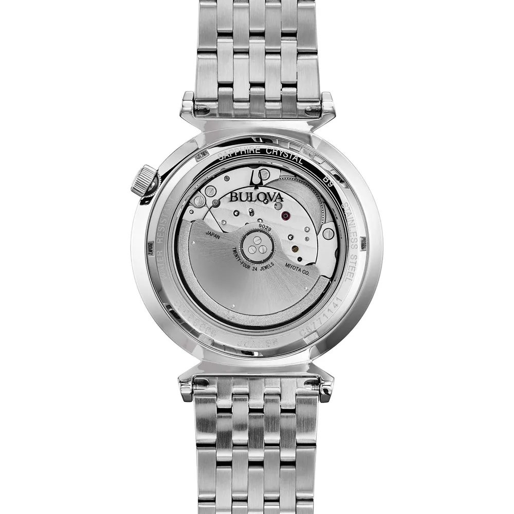 Bulova reloj clásico Regata automático hombre correa cuero delgado | Plateado