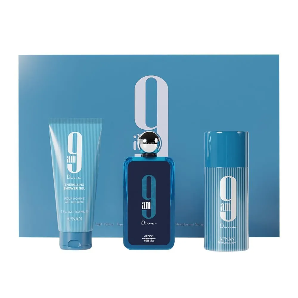 SET DE PERFUME AFNAN 9 AM DIVE EDP 3 PZS