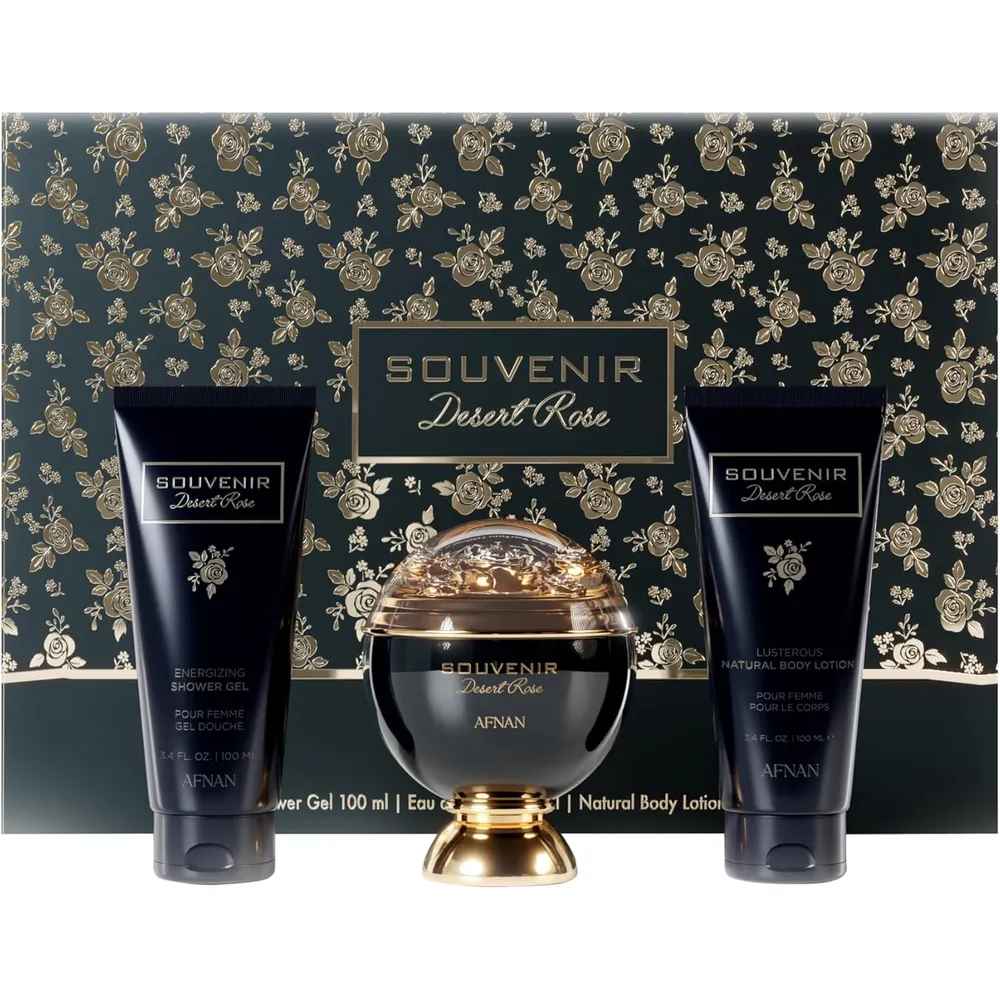 SET DE PERFUME AFNAN SOUVENIR DESERT ROSE EDP 3 PZS MUJER